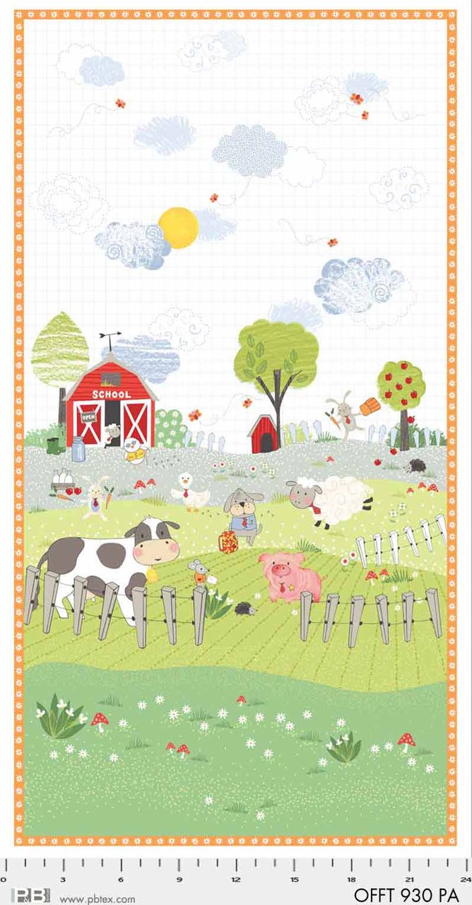 Off to the Farm PB930 panel  by P & B Textiles  Applique, patchwork and quilting fabric.