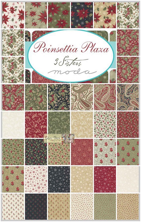 Poinsettia Plaza  layer cake by 3 Sisters for Moda Fabrics - patchwork and quilting fabric - Patchwork Quilting Fabric