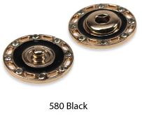 Diamante Snap Fastener Sew-In - Black/Gold 25mm - Bag Making
