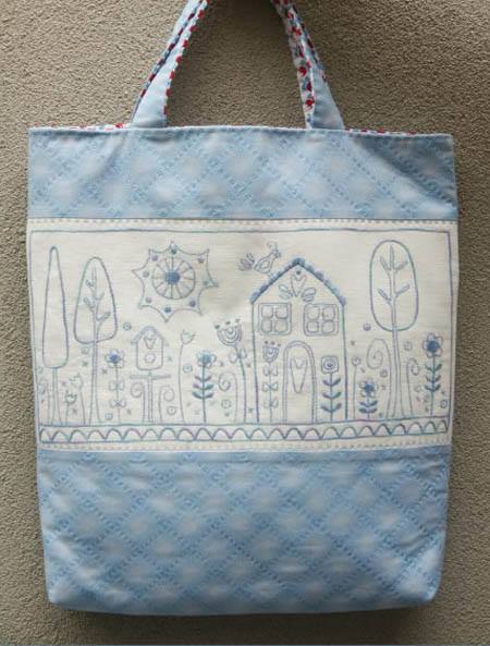 Birdbath Meadow - by Rosalie Quinlan -Stitchery Bag Pattern
