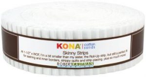 -Kona Solids White Skinny Strips 1 1/2"  - Patchwork Fabric