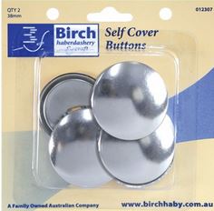 Metal Self Cover Buttons - contains 2 buttons x 38mm by Birch Haberdashery & Craft