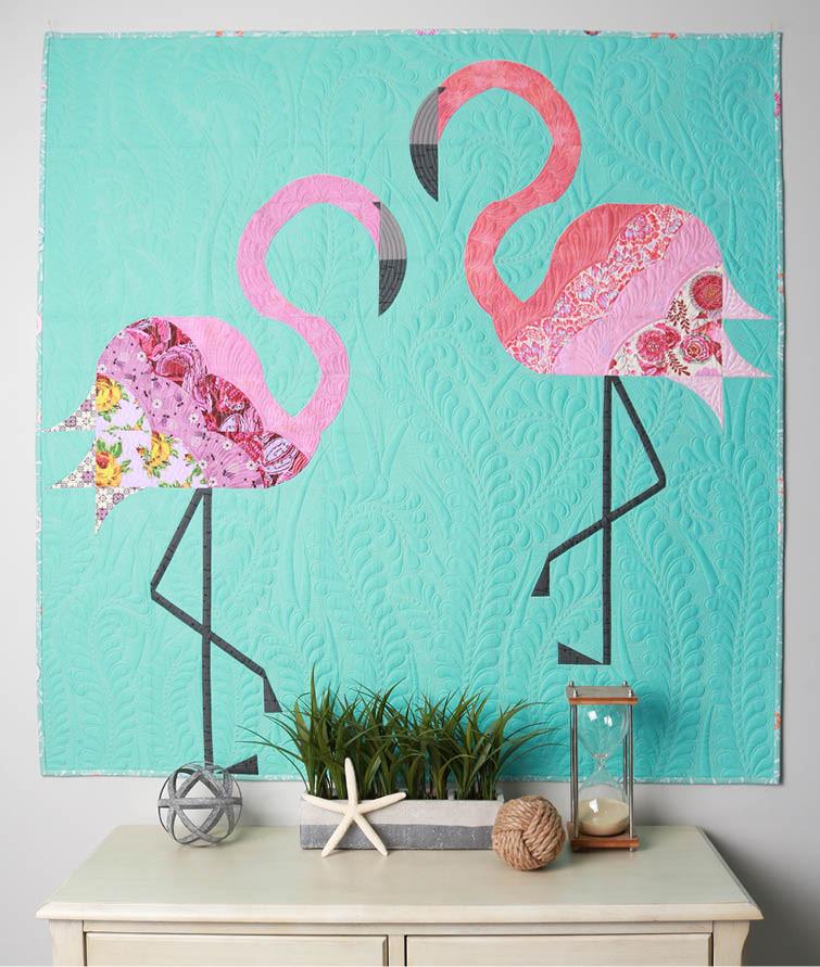 Mod Flamingos  by Sew Kind of Wonderful - Quilting & Patchwork Pattern  -  Modern Contemporary Quilt Pattern made using the Quick Curve Ruler