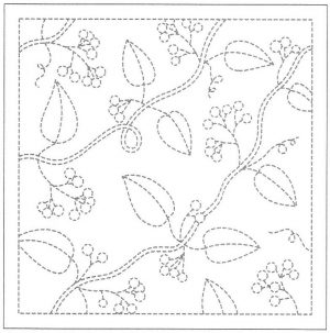 Sashiko Sampler #13 Leaves & Berries - WHITE - Sashiko Samplers