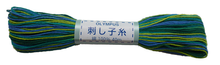 Sashiko Thread - ST77 Variegated Green/Blue  - 40m - Olympus