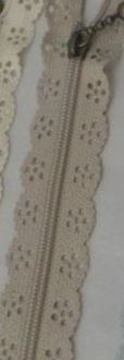 Zip Lace Taupe - 20cm - for Bag Making - Sewing - Craft