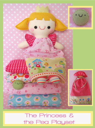 The Princess & the Pea Playset -Two Brown Birds-  Softie Pattern