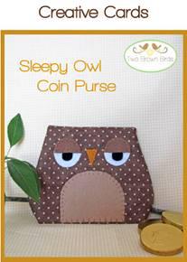 Sleepy Owl Coin Purse -  by 2 Brown Birds -  Creative Cards