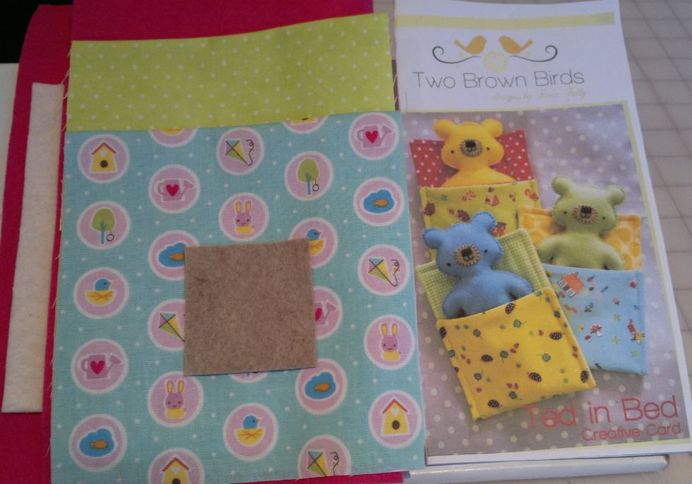Ted in Bed Fabric KIT Pink Bear- Two Brown Birds- Kits