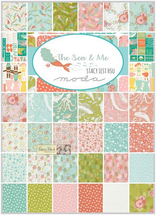 The Sea & Me Charm Square  Applique, patchwork and quilting fabrics. by Stacy Iest Hsu for Moda Fabrics. 