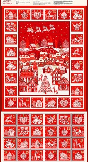 Scandi Christmas 2022 Panel Red M2463-1 - Patchwork Fabric