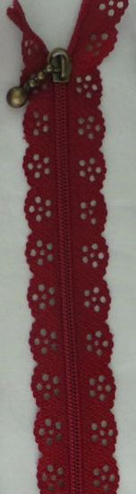 Zip Lace Wagon Red - 20cm - for Bag Making - Sewing - Craft