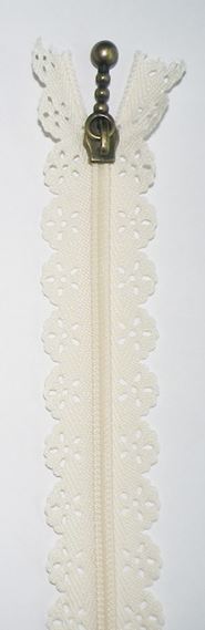 Zipper Lace White - 20cm - for Bag Making - Sewing - Craft