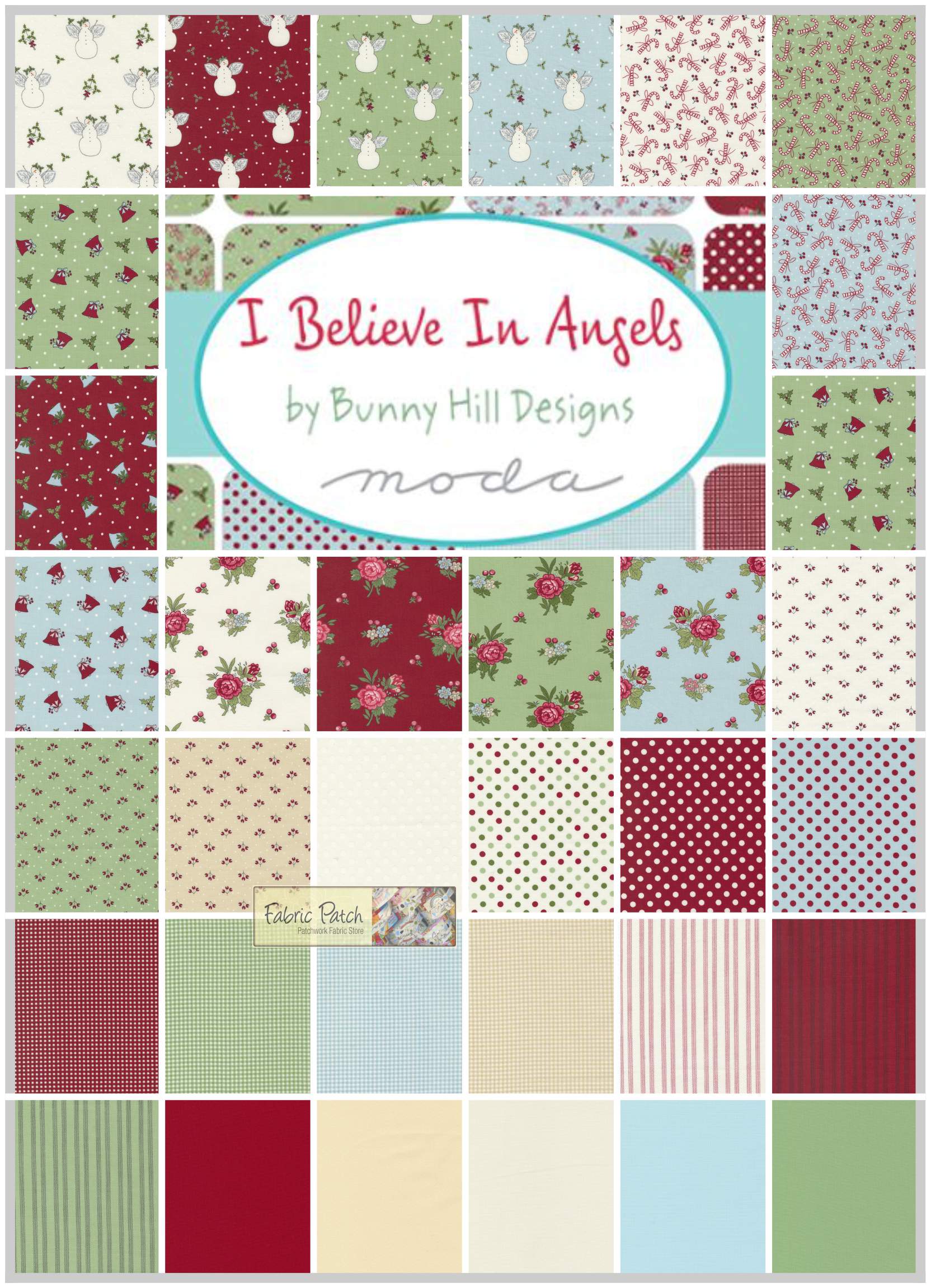 I Believe in Angels Fat Quarter Bundle Applique, patchwork and quilting fabric. Range by Bunny Hill for Moda Fabrics.