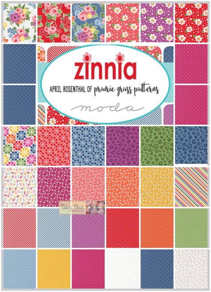 Zinnia Charm Square Patchwork Quilting fabric by April Rosenthal of Prairie Grass Quilts for Moda Fabric