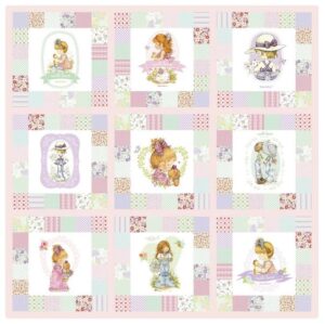 Sarah Kay DV5045 Pink Panel by Devonstone Collections Applique, patchwork and quilting fabric