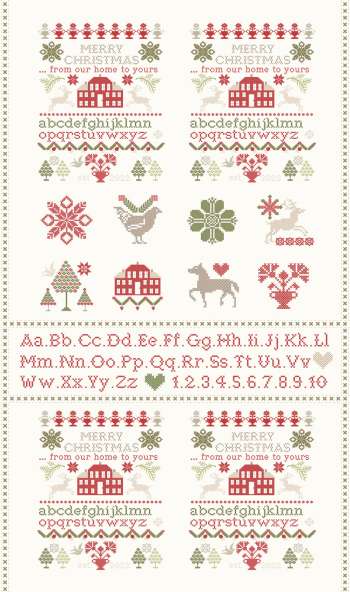 Christmas Stitched 20448-11  Sampler Panel by Figtree & Co for Moda Fabrics Applique, patchwork and quilting fabric