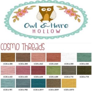 Cosmo thread pack for the Owl & Hare Hollow Quilt featured in the Homespun BOM 2023