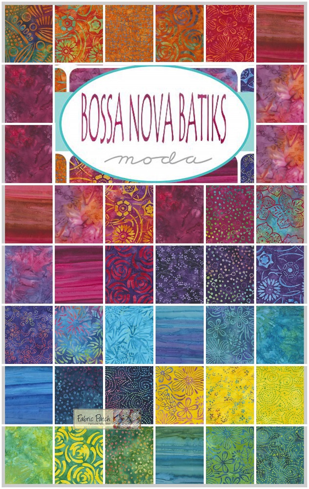 Bossa Nova Batiks  Charm Square Applique, patchwork and quilting fabrics. Range by  Moda Fabrics.