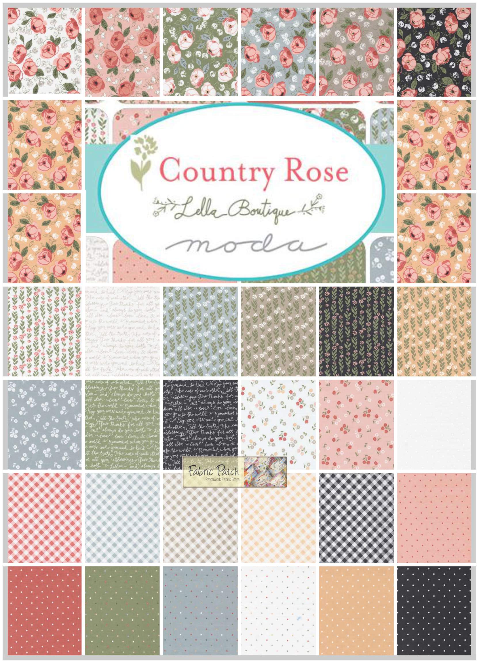 Country Rose 32 Pce Fat Quarter Bundle

Applique, patchwork and quilting fabric.

Fabric Range by Lella Boutique for Moda Fabrics.