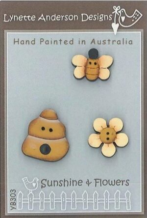 Sunshine & Flowers Button Pack Patterns by Lynette Anderson Designs. This hand painted wooden button pack