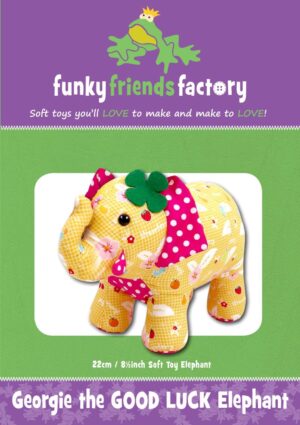 Georgie Good Luck Elephant Softy patterns by Funky Friends Factory