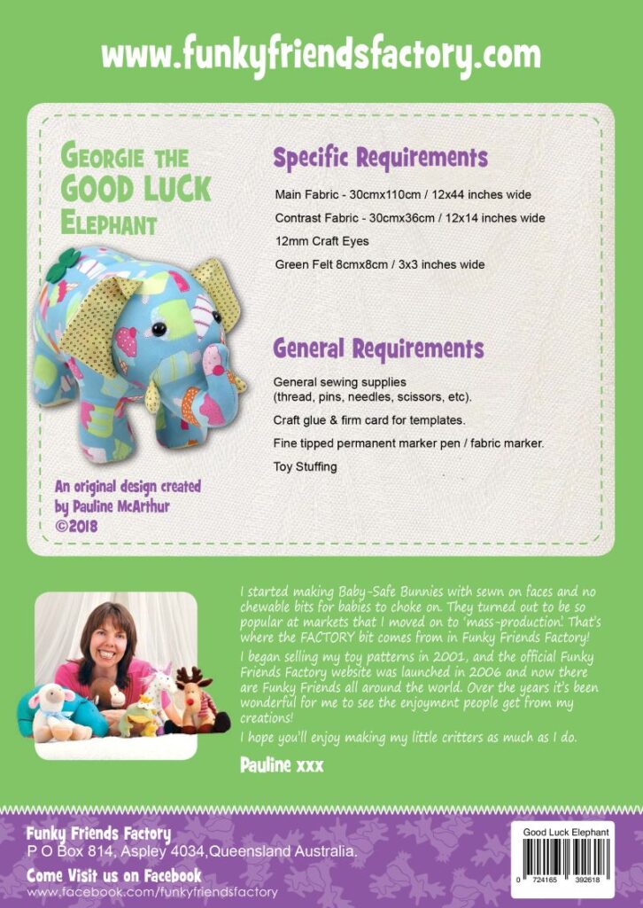 Georgie Good Luck Elephant

Softy patterns by Funky Friends Factory