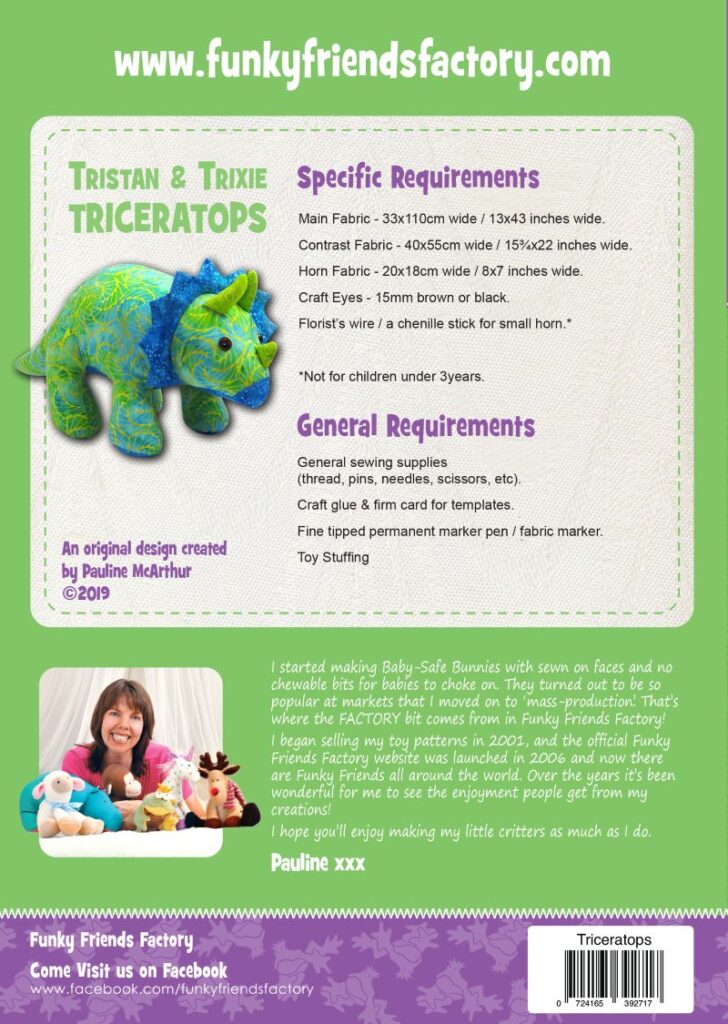 Trixie Triceratops

Softy patterns by Funky Friends Factory