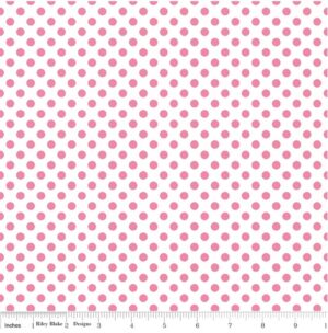 Small Dot Hot Pink on White c480-70 - Riley Blake Basic - Fabric