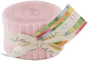 Bella Solids Sisters Pink JUNIOR Jelly Roll 9900JJR-145 Applique, patchwork and quilting fabrics. Bella Solids for Moda Fabrics.