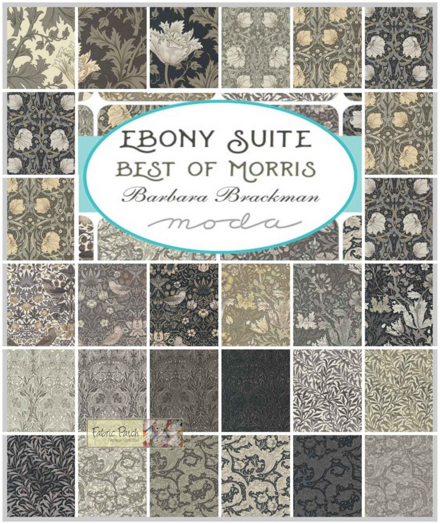 Ebony Suite Applique, patchwork and quilting fabrics. Fabric Collection by Best of Morris Barbara Brackman for Moda Fabrics