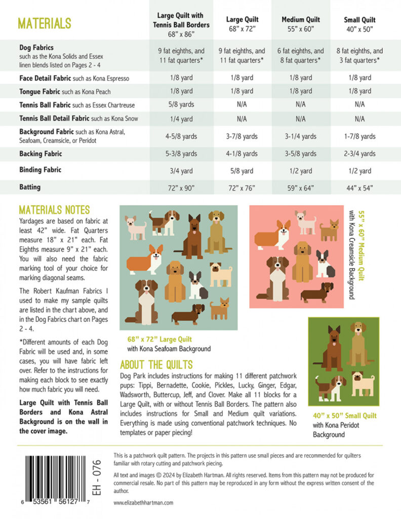 Dog Park by Elizabeth Hartman - Quilting & Patchwork Pattern Modern Contemporary Quilt Patterns -