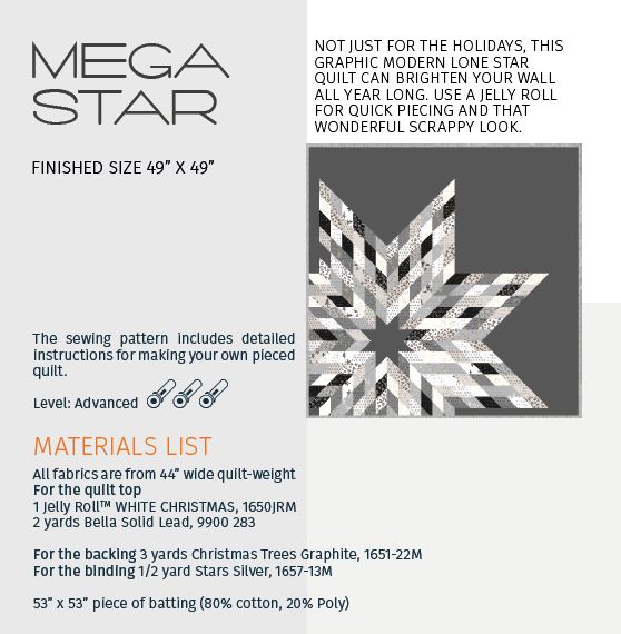 Mega Star Quilt Pattern by Brigitte Heitland for Zen Chic patterns