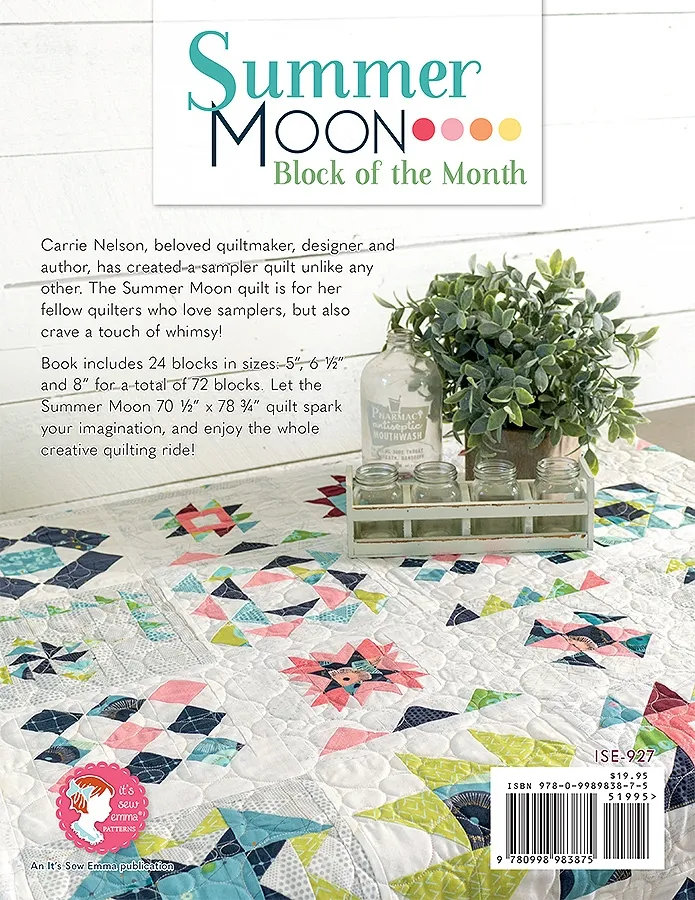 Summer Moon Book

Quilting Patchwork Book

By Carrie Nelson of Miss Rosie’s Quilt
