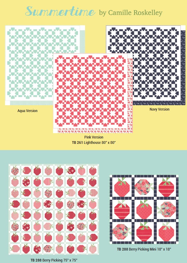 Summertime Charm Square Applique, patchwork and quilting fabrics. Fabric Collection by Camille Roskelley for Moda Fabrics