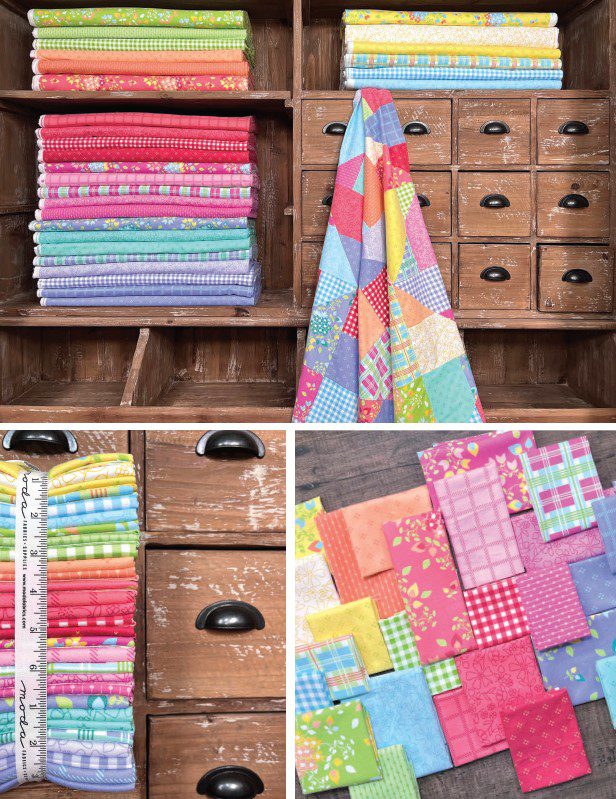 Sherbet Sunshine Flannel Charm Square Applique, patchwork and quilting fabrics. Range by Corey Yoder of Coriander Quilts for Moda Fabrics.