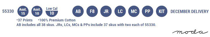 Blueprint
Applique, patchwork and quilting fabrics.
Range by Camille Roskelley for Moda Fabrics.