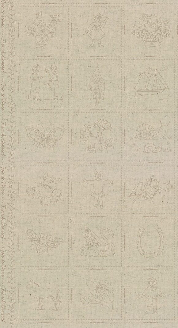 Joie De Vivre 13989-11L  Panel Natural by French General for Moda Fabrics Applique, patchwork and quilting fabric. 