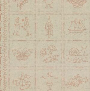 Joie De Vivre 13989-12L  Panel Red by French General for Moda Fabrics Applique, patchwork and quilting fabric. 