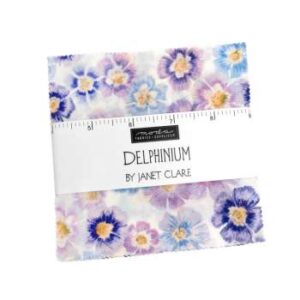 Delphinium Charm Square Applique, patchwork and quilting fabrics. Range by Janet Clare for Moda Fabrics.