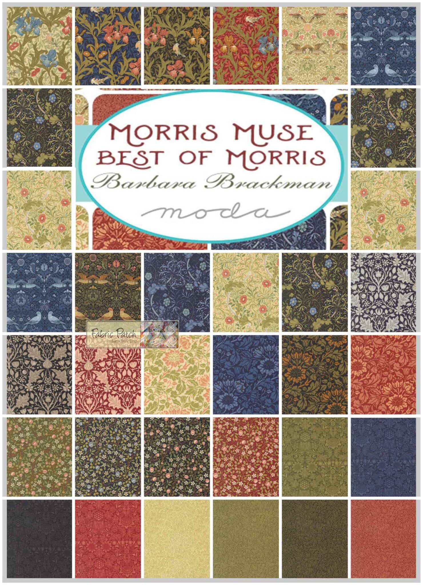 Morris Muse Fabric Applique, patchwork and quilting fabrics. Range by Barbara Brackman for Moda Fabrics.