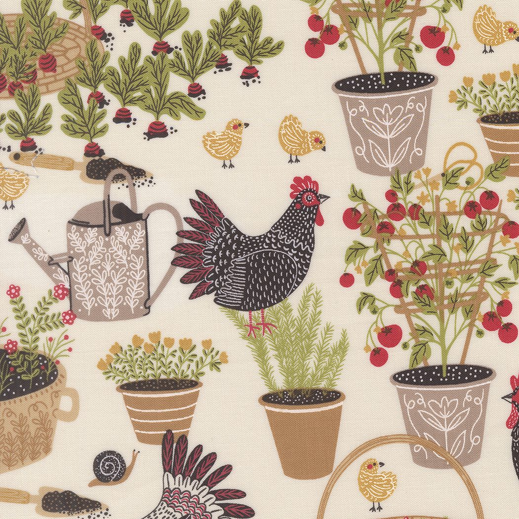 The Henhouse 48430-11 Fabric Collection by Gingiber for Moda Fabrics Applique, patchwork and quilting fabric.