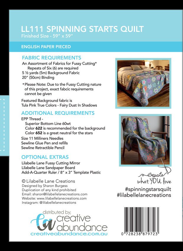 Spinning Stars - Full EPP, Templates & Pattern- Lilabelle Lane 