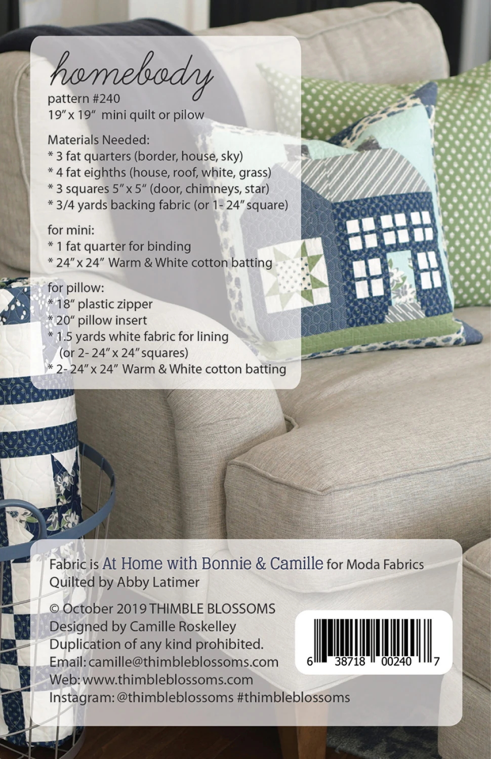 Homebody Mini & Pillow - by Thimble Blossoms - Mini Quilt Pattern