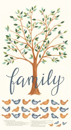 Family Tree 56166-11 PANEL Fabric Collection by Deb Strain for Moda Fabrics Applique, patchwork and quilting  cotton fabric.