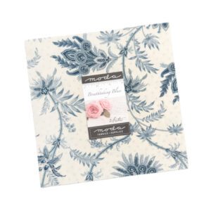 Breathtaking Blues Layer Cake Applique, patchwork and quilting fabrics. Fabric Range by 3 Sisters for Moda Fabrics.