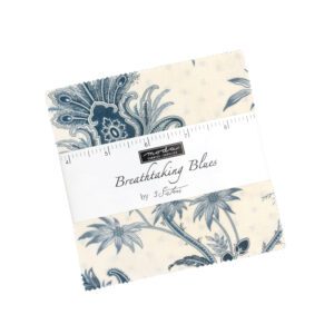 Breathtaking Blues Charm Square Applique, patchwork and quilting fabrics. Fabric Range by 3 Sisters for Moda Fabrics.