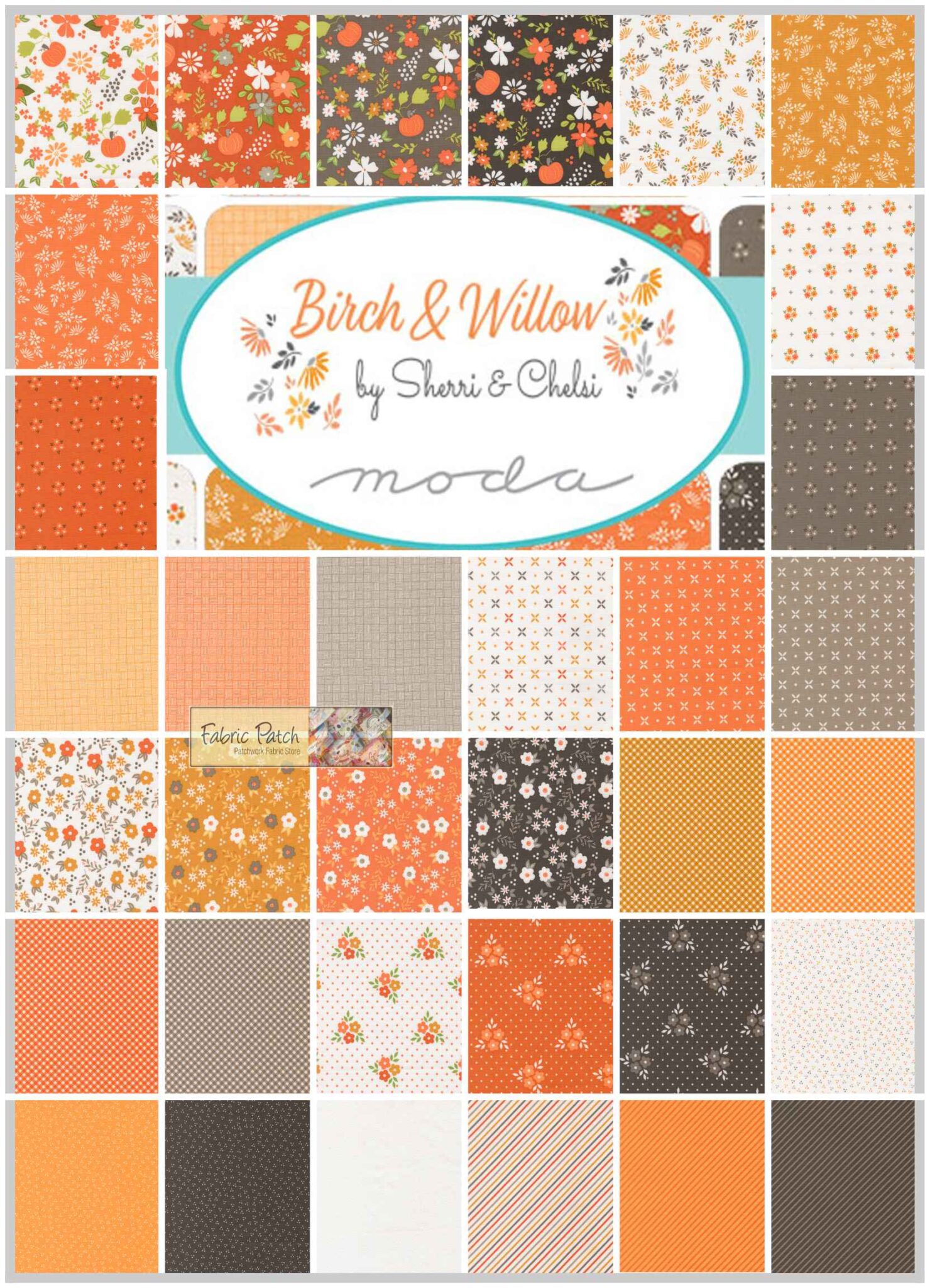 Birch & Willow Fat Quarter Bundle Applique, patchwork and quilting fabric. Range by Sherri & Chelsi for Moda Fabrics.