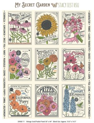 My Secret Garden 20988-11 Vintage Seed Panel Fabric Collection by Stacy Iest Hsu for Moda Fabrics Applique, patchwork and quilting  cotton fabric