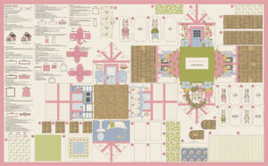 My Secret Garden 20989-11 Garden Bunny Cottage Panel Fabric Collection by Stacy Iest Hsu for Moda Fabrics Applique, patchwork and quilting  cotton fabric.